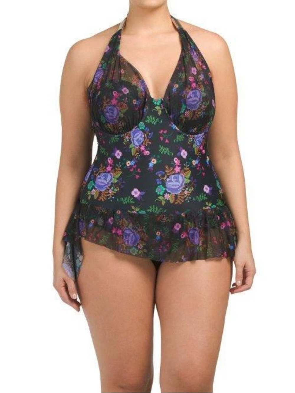 Marilyn Monroe Floral Skirted One Piece Swimsuit XL Retro Pin Up Whimsigoth